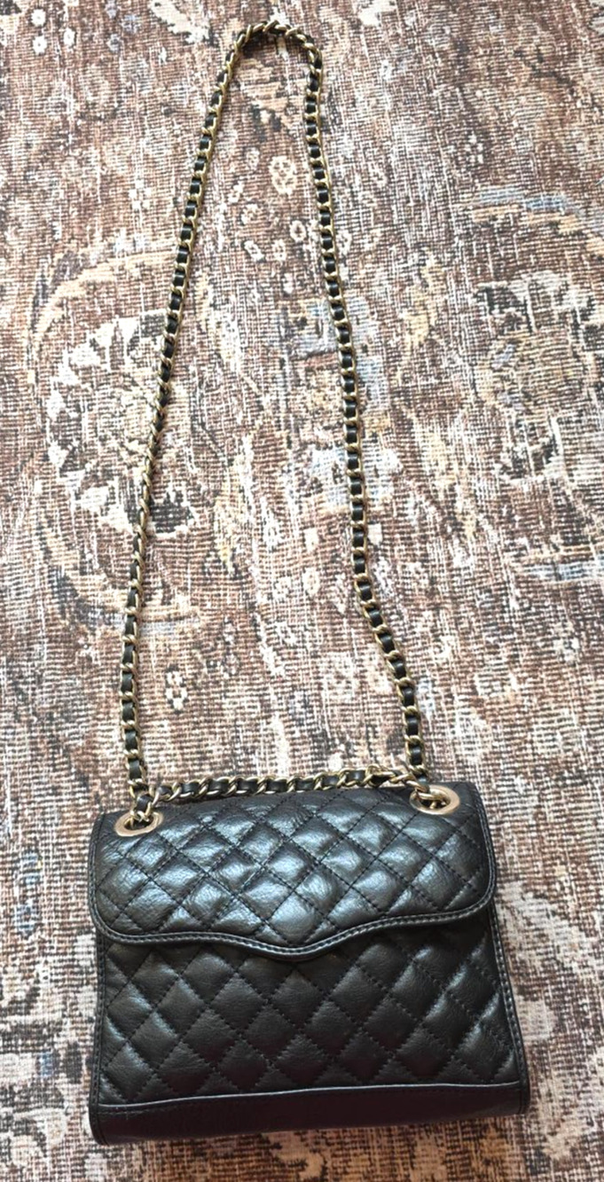 Rebecca Minkoff Mini Affair Black Quilted Leather Silver Chain Crossbody Y2K